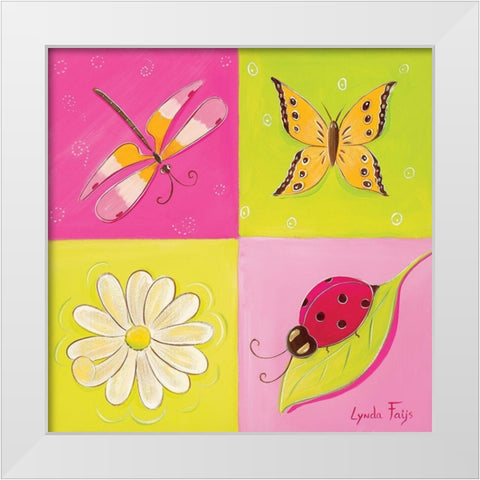 Le jardin de libellule II White Modern Wood Framed Art Print by Fays, Lynda