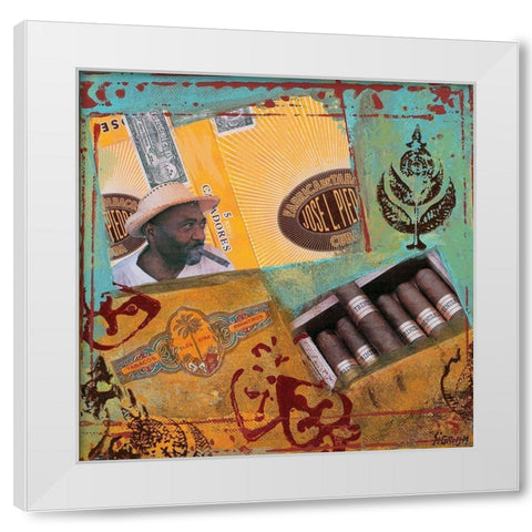 Un jour a Cuba III White Modern Wood Framed Art Print by Sigrid, M.