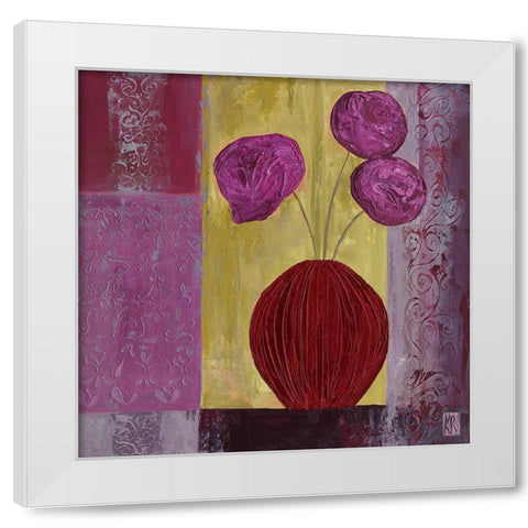 Pivoines mauves I White Modern Wood Framed Art Print by Romanelli, Karine
