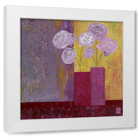 Pivoines mauves II White Modern Wood Framed Art Print by Romanelli, Karine