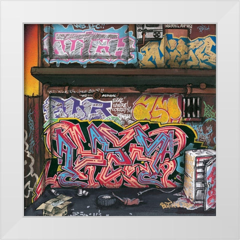 In ze Back White Modern Wood Framed Art Print by Butch and Pea