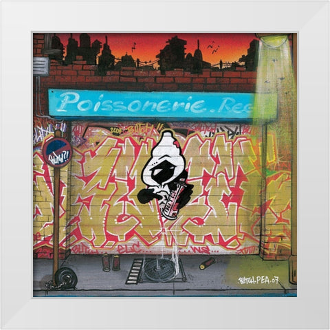 Poissonnerie Regis White Modern Wood Framed Art Print by Butch and Pea
