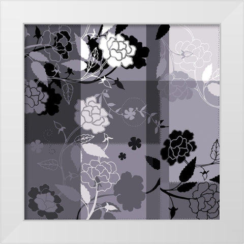 Camelias noirs II White Modern Wood Framed Art Print by Desire, Magalie