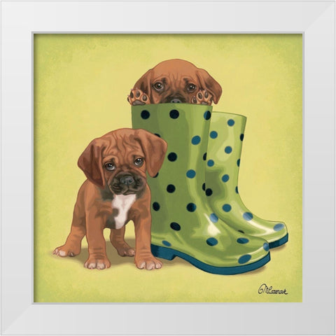 In her boots White Modern Wood Framed Art Print by Cazenave, Maryline