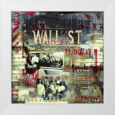 Wall St Station White Modern Wood Framed Art Print by Gachaga, Vincent