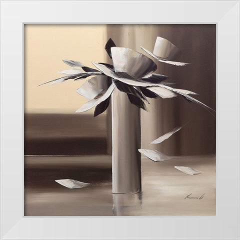 Equilibre White Modern Wood Framed Art Print by Tramoni, Oliver