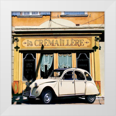 La 2 CV de la Cremaillere White Modern Wood Framed Art Print by Lautier, Julien