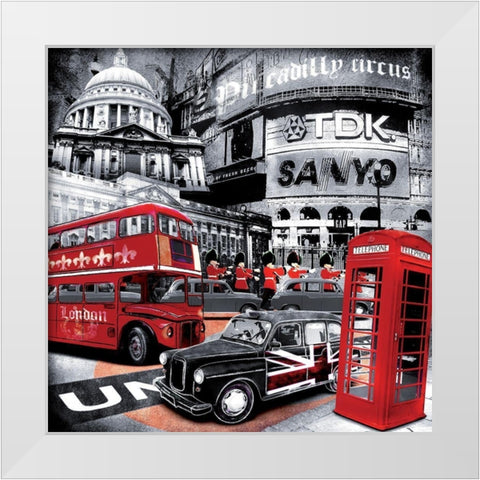 London Piccadilly Circus White Modern Wood Framed Art Print by BRAUN Studio