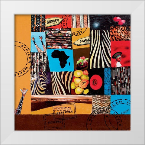 African World  White Modern Wood Framed Art Print by Wozniak, Sophie