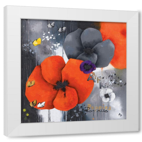 Poppies White Modern Wood Framed Art Print by Pfaadt Aurelie
