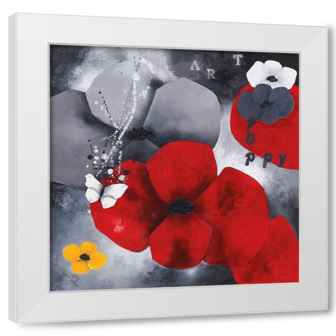 Art Poppy White Modern Wood Framed Art Print by Pfaadt Aurelie