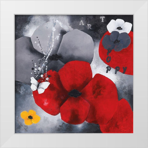 Art Poppy White Modern Wood Framed Art Print by Pfaadt Aurelie