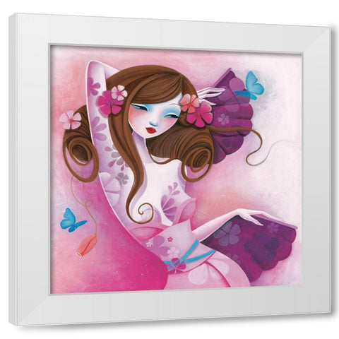 La danse des papillons White Modern Wood Framed Art Print by Sybile