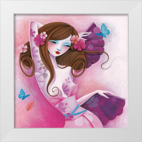 La danse des papillons White Modern Wood Framed Art Print by Sybile