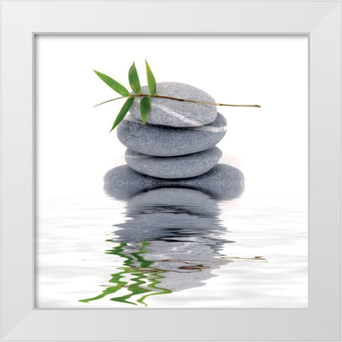 Aqua IV White Modern Wood Framed Art Print by BRAUN Studio