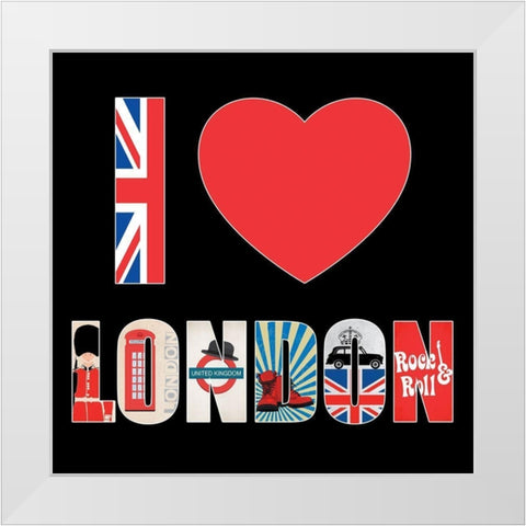 I love London White Modern Wood Framed Art Print by BRAUN Studio