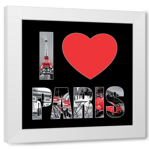 I love Paris White Modern Wood Framed Art Print by BRAUN Studio
