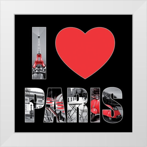I love Paris White Modern Wood Framed Art Print by BRAUN Studio