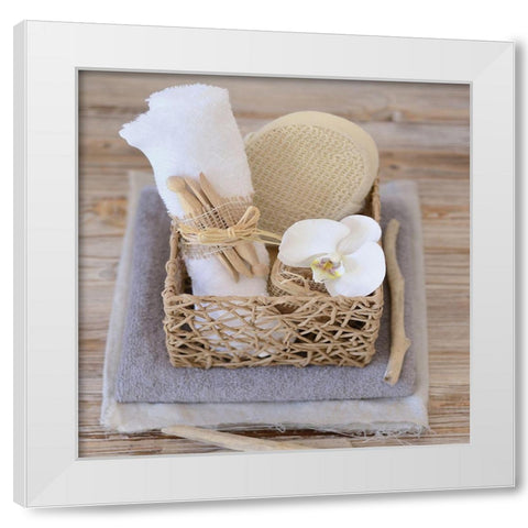 Spa Orchid White Modern Wood Framed Art Print by Chatelain, Sonia