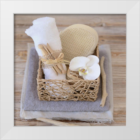 Spa Orchid White Modern Wood Framed Art Print by Chatelain, Sonia