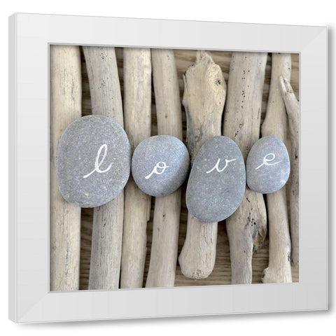 Love Galets White Modern Wood Framed Art Print by Chatelain, Sonia