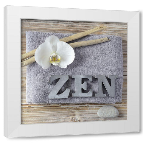 Zen orchid White Modern Wood Framed Art Print by Chatelain, Sonia