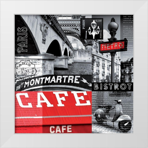 Cafe parisien White Modern Wood Framed Art Print by BRAUN Studio