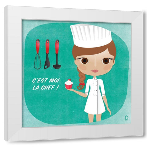 Nenette Chef White Modern Wood Framed Art Print by Nolf, Cecile