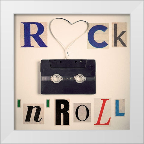 Rockn Roll White Modern Wood Framed Art Print by BRAUN Studio
