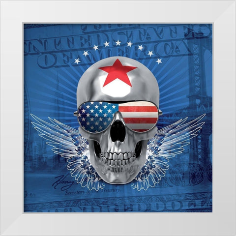 Skull White Modern Wood Framed Art Print by BRAUN Studio