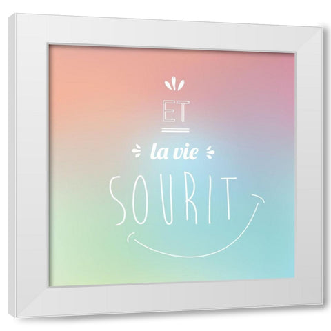 Et la vie sourit White Modern Wood Framed Art Print by Braun Studio