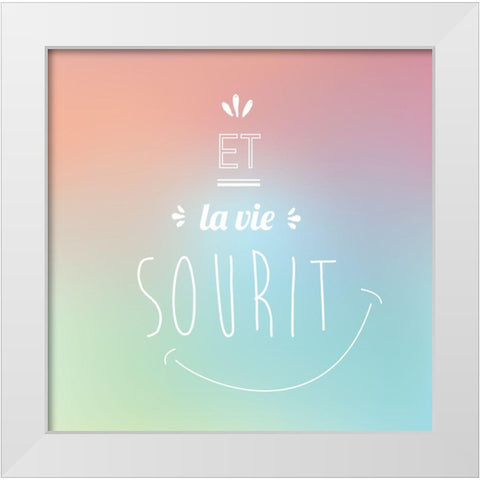 Et la vie sourit White Modern Wood Framed Art Print by Braun Studio