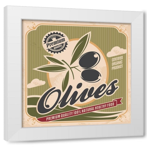 Olives White Modern Wood Framed Art Print by Braun Studio