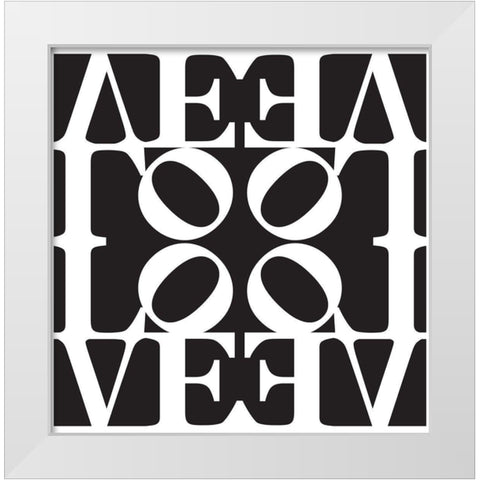 Love Typo White Modern Wood Framed Art Print by Braun Studio