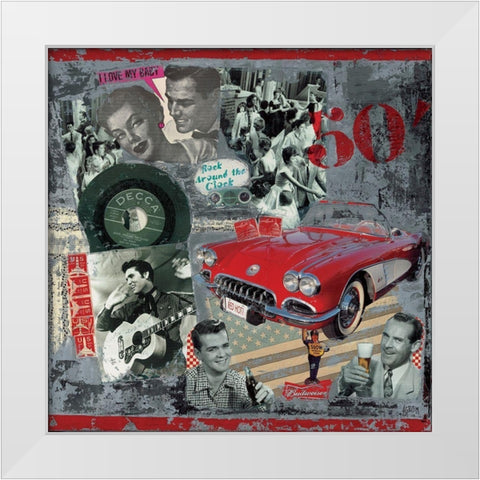 Fifties White Modern Wood Framed Art Print by Sigrid, M.