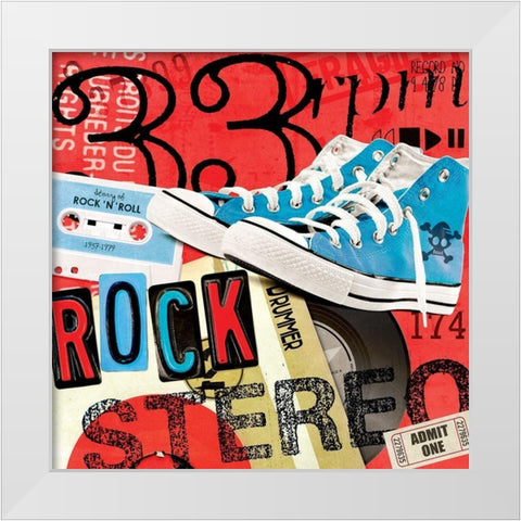 Rock en stereo White Modern Wood Framed Art Print by BRAUN Studio