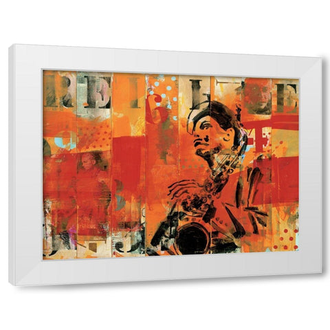 Jazz III White Modern Wood Framed Art Print by Vieux, Thierry
