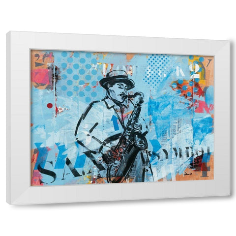Jazz IV White Modern Wood Framed Art Print by Vieux, Thierry