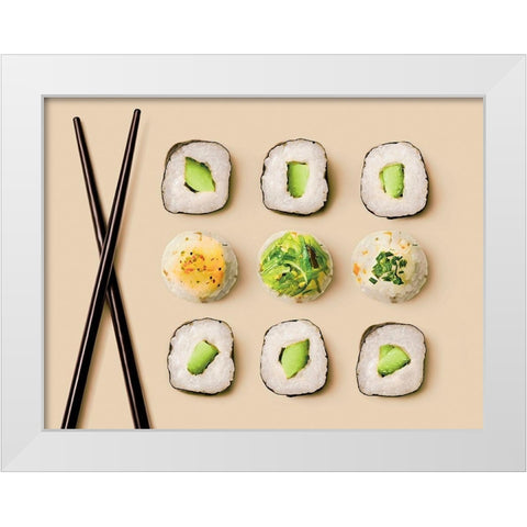 Baguettes et makis I White Modern Wood Framed Art Print by Sultan, Galith