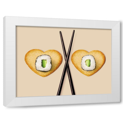 Baguettes et makis II White Modern Wood Framed Art Print by Sultan, Galith