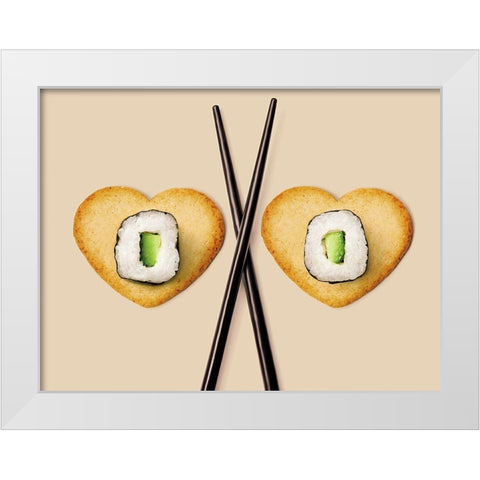 Baguettes et makis II White Modern Wood Framed Art Print by Sultan, Galith