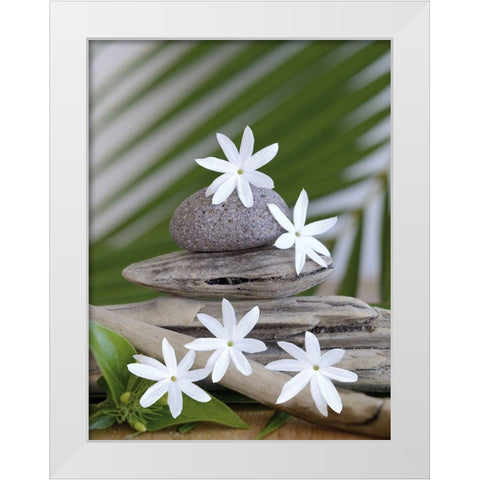 Zen et galets II White Modern Wood Framed Art Print by Chatelain, Sonia