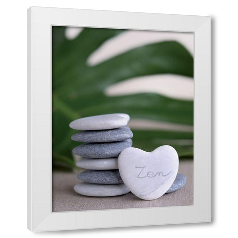 CÅ“ur de Zen White Modern Wood Framed Art Print by Chatelain, Sonia