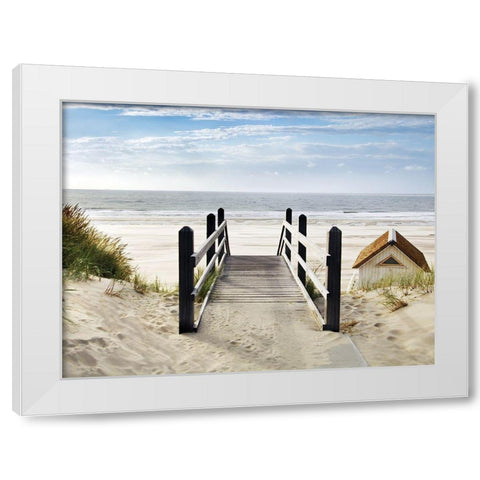Plage White Modern Wood Framed Art Print by Braun Studio