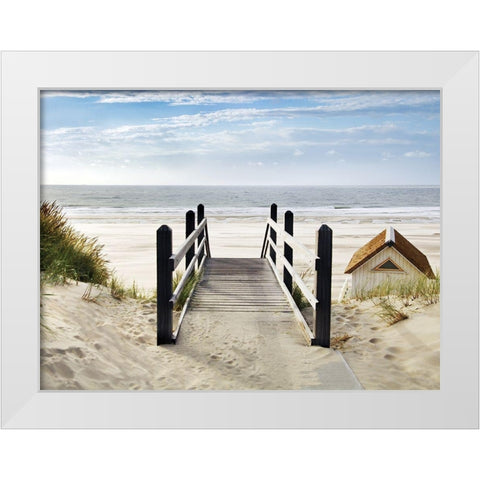 Plage White Modern Wood Framed Art Print by Braun Studio