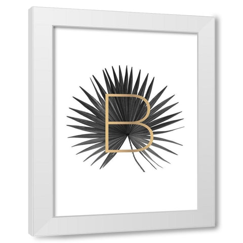 Palm tree leaf with gold White Modern Wood Framed Art Print by Braun Studio