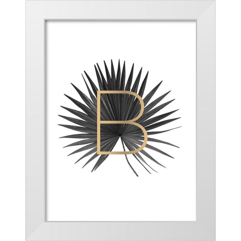 Palm tree leaf with gold White Modern Wood Framed Art Print by Braun Studio