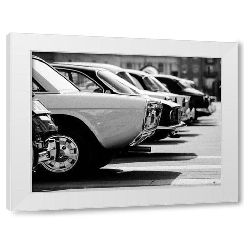 Vintage cars White Modern Wood Framed Art Print by BRAUN Studio