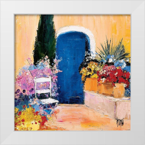 La porte bleue White Modern Wood Framed Art Print by Grossi, Anne-Marie