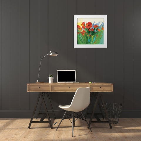 Coquelicots White Modern Wood Framed Art Print by Vadon, Veronique